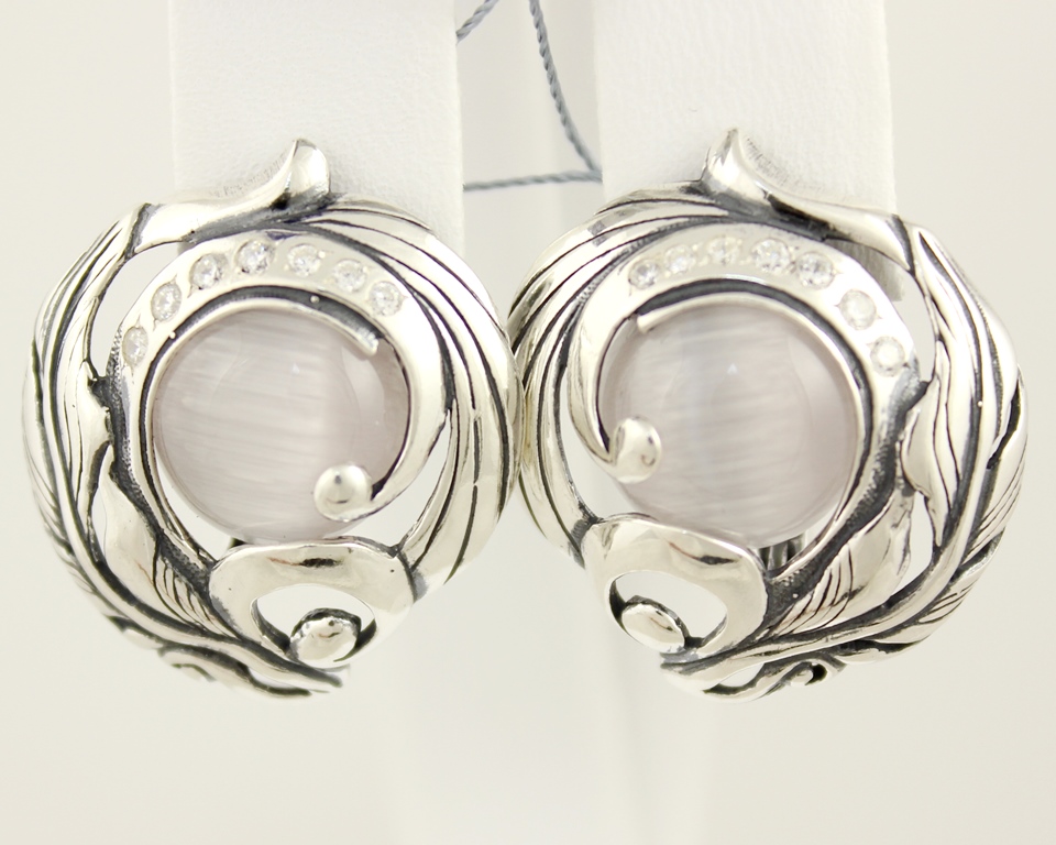 СЕРЕБРЯНЫЕ СЕРЬГИ 925 ПРОБА. ЖЕНСКИЕ СЕРЬГИ С ВСТАВКОЙ УЛЕКСИТ. 2301